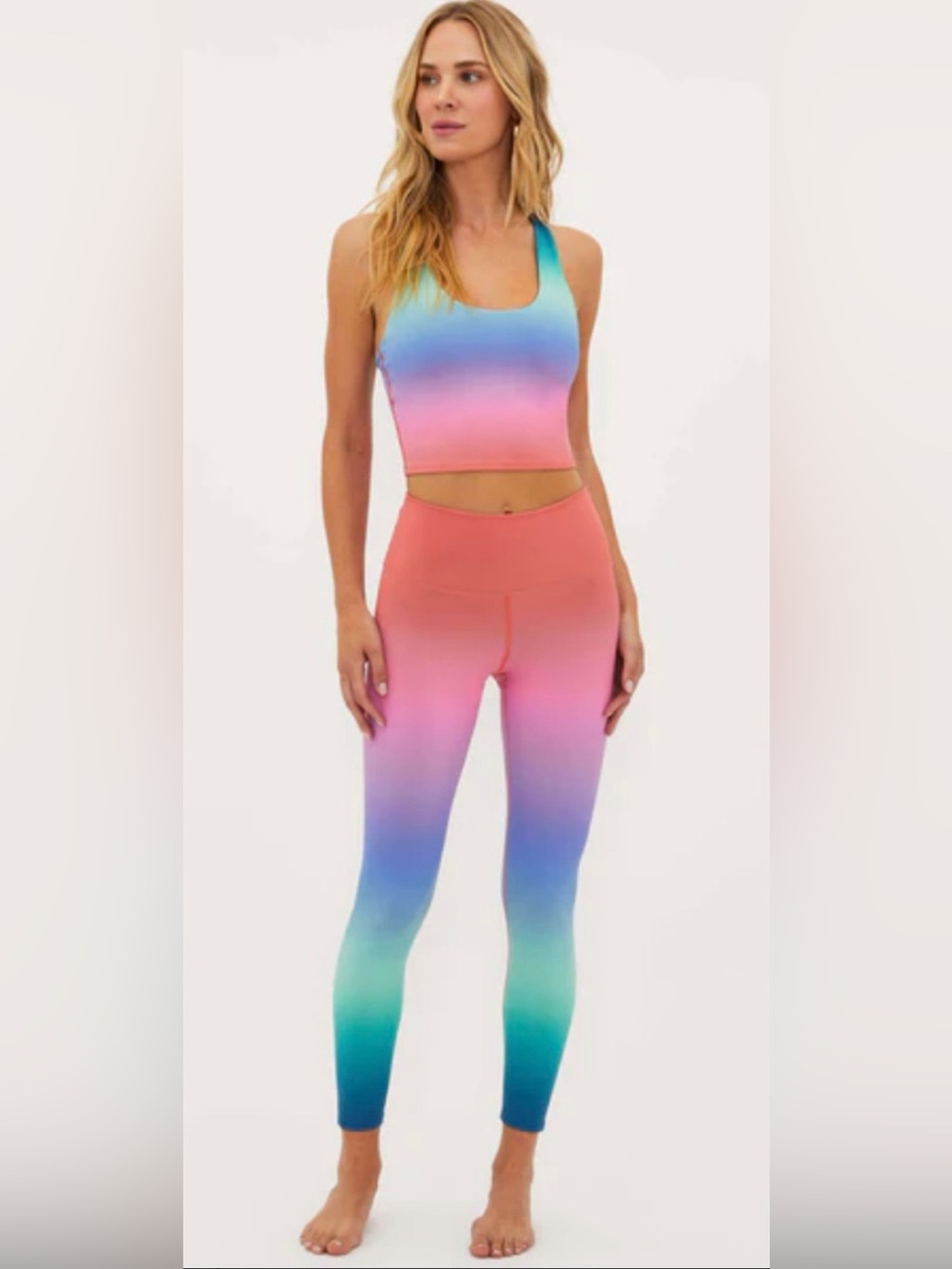 Women's Gradient Rainbow Leggings and bra top - Multicolor